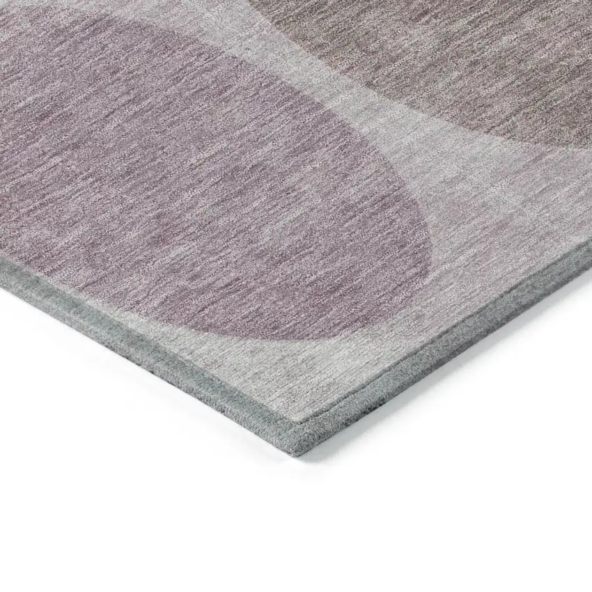 8' Blush Charcoal And Ivory Round Geometric Washable Indoor Outdoor Area Rug Photo 8