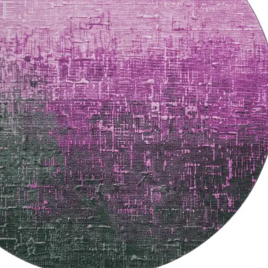 8' Blush Eggplant And Charcoal Ombre Washable Round Rug With UV Protection Photo 2