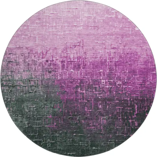 8' Blush Eggplant And Charcoal Ombre Washable Round Rug With UV Protection Photo 1