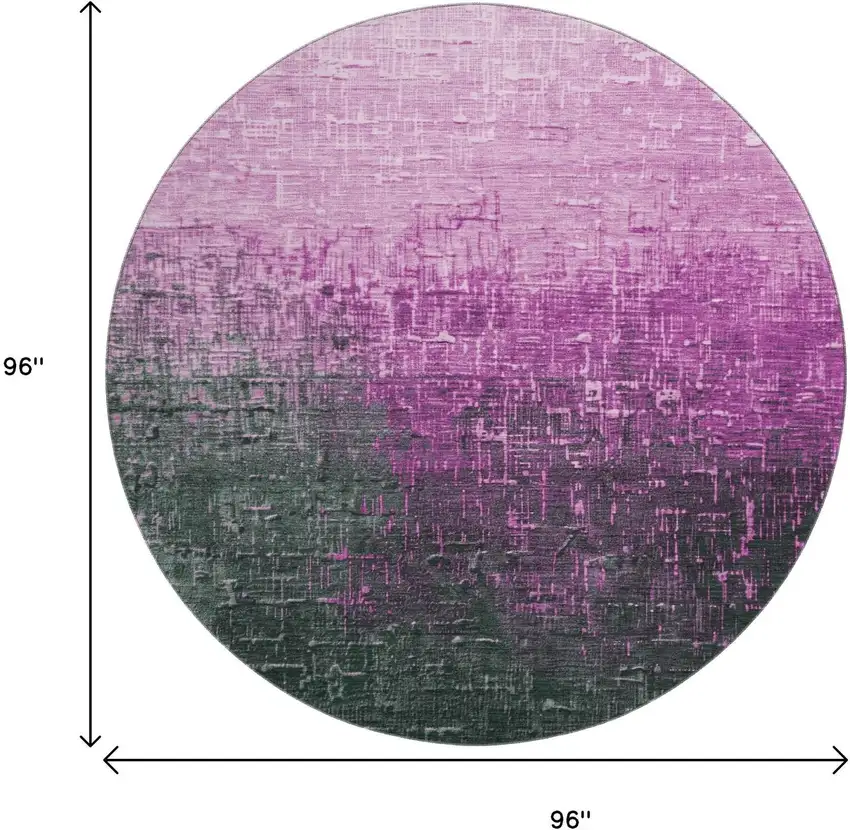8' Blush Eggplant And Charcoal Ombre Washable Round Rug With UV Protection Photo 9