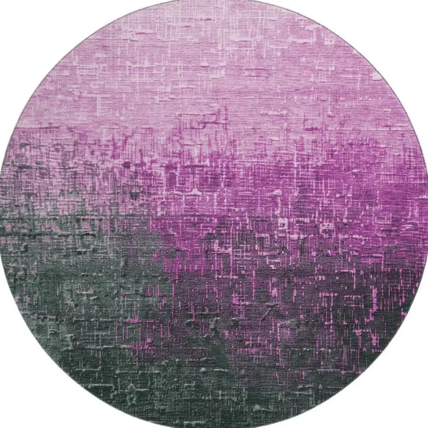 8' Blush Eggplant And Charcoal Ombre Washable Round Rug With UV Protection Photo 3