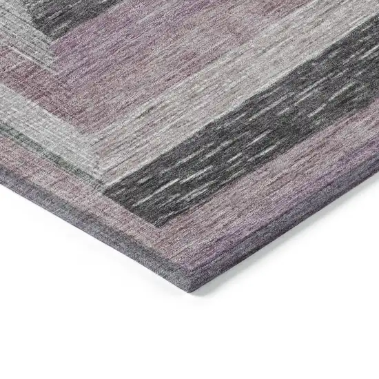 8' Blush Gray And Green Round Geometric Washable Indoor Outdoor Area Rug Photo 8