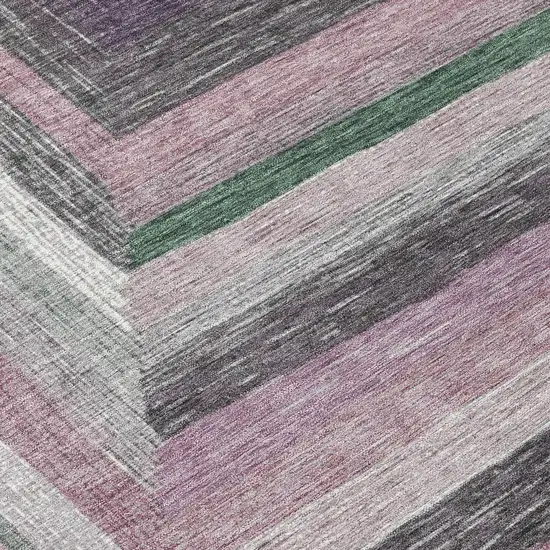 8' Blush Gray And Green Round Geometric Washable Indoor Outdoor Area Rug Photo 9