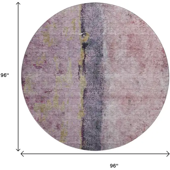 8' Blush Gray And Ivory Abstract Washable Round Rug With UV Protection Photo 9