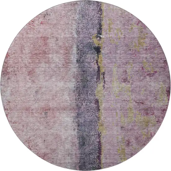 8' Blush Gray And Ivory Abstract Washable Round Rug With UV Protection Photo 3