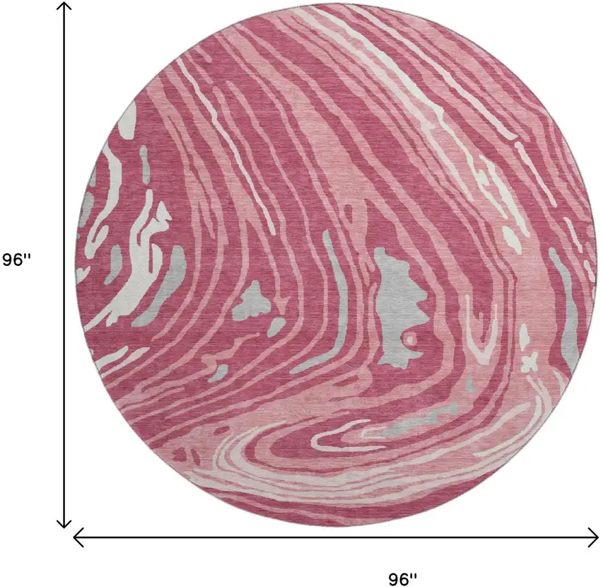 8' Blush Gray And Ivory Abstract Washable Round Rug With UV Protection Photo 9