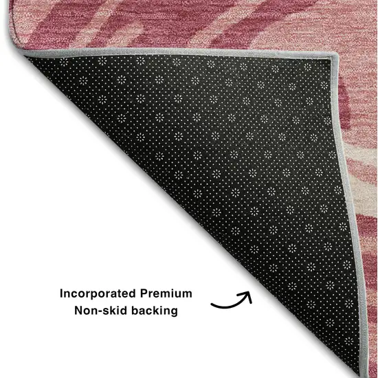 8' Blush Gray And Ivory Abstract Washable Round Rug With UV Protection Photo 5