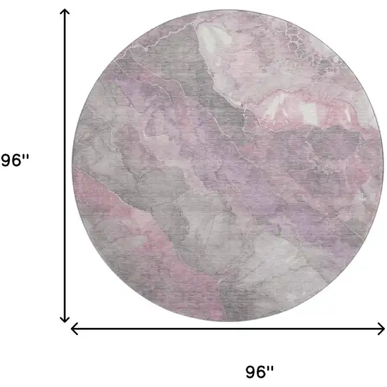 8' Blush Gray And Ivory Floral Washable Round Rug With UV Protection Photo 9