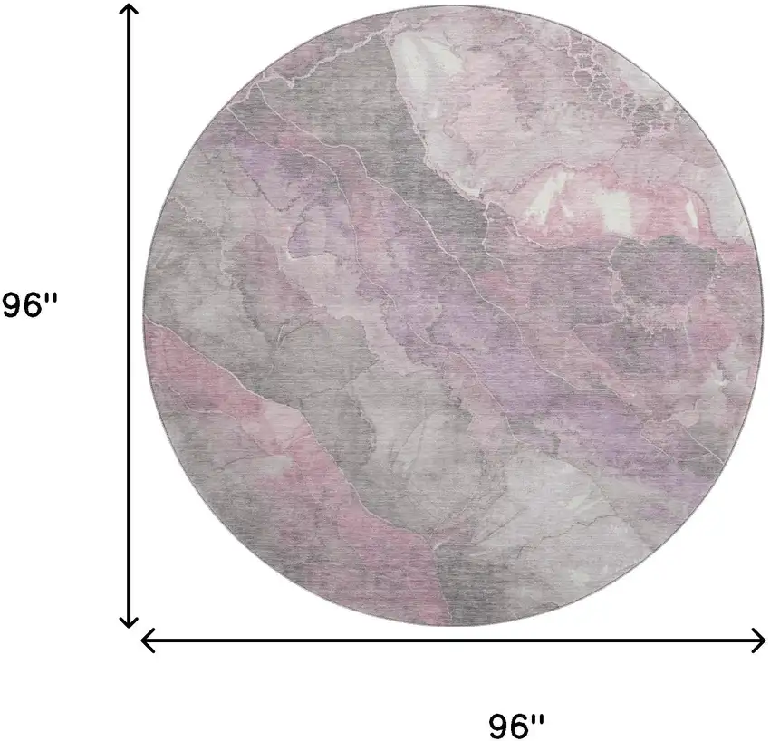 8' Blush Gray And Ivory Floral Washable Round Rug With UV Protection Photo 9