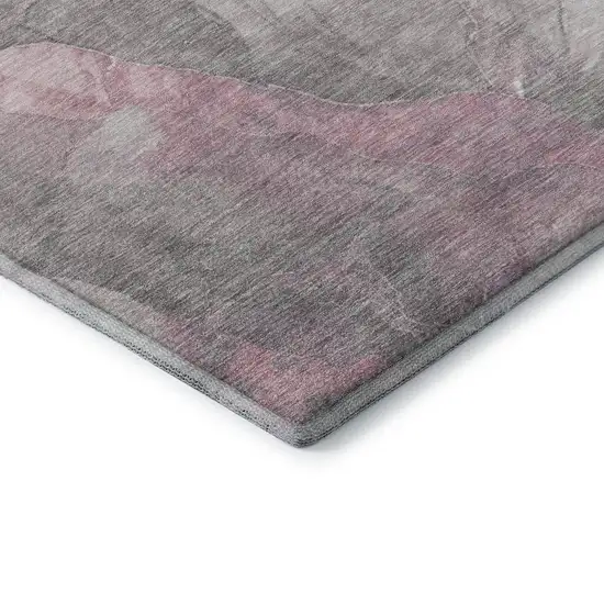 8' Blush Gray And Ivory Floral Washable Round Rug With UV Protection Photo 6