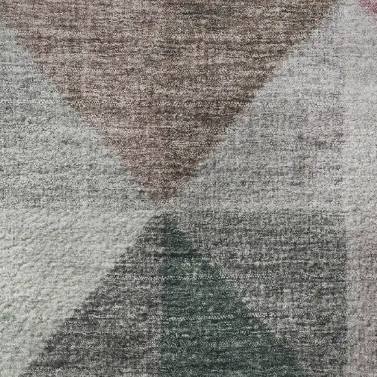 8' Blush Green And Ivory Geometric Washable Round Rug With UV Protection Photo 9