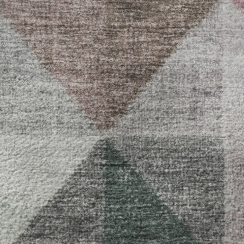 8' Blush Green And Ivory Geometric Washable Round Rug With UV Protection Photo 9