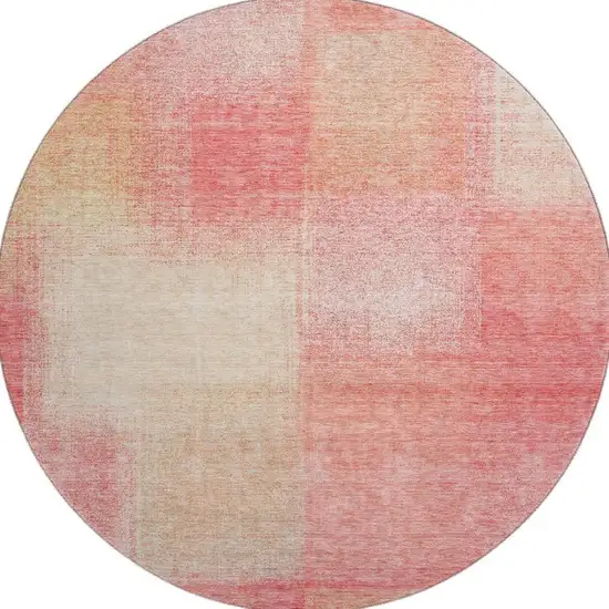 8' Blush Ivory And Copper Abstract Washable Round Rug With UV Protection Photo 4