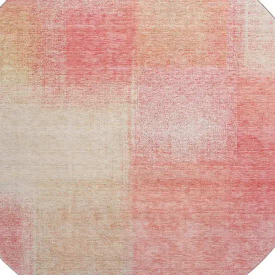 8' Blush Ivory And Copper Abstract Washable Round Rug With UV Protection Photo 3