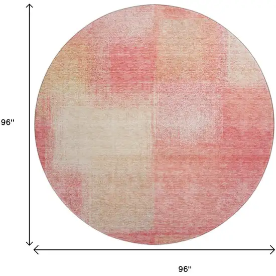 8' Blush Ivory And Copper Abstract Washable Round Rug With UV Protection Photo 3