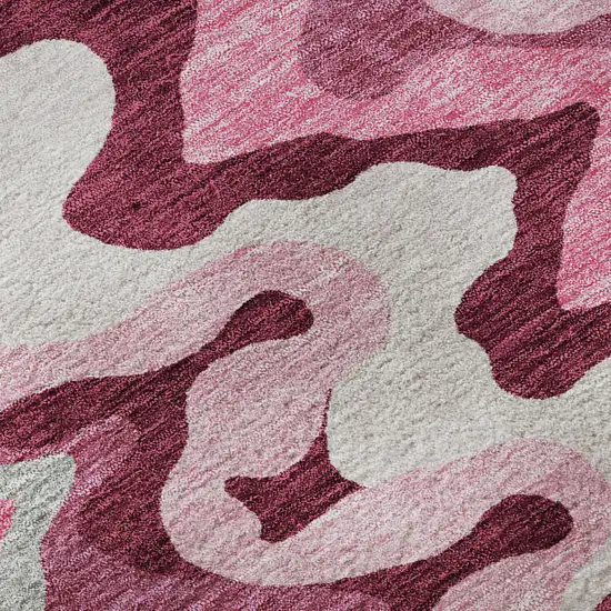 8' Blush Ivory And Gray Abstract Washable Round Rug With UV Protection Photo 9