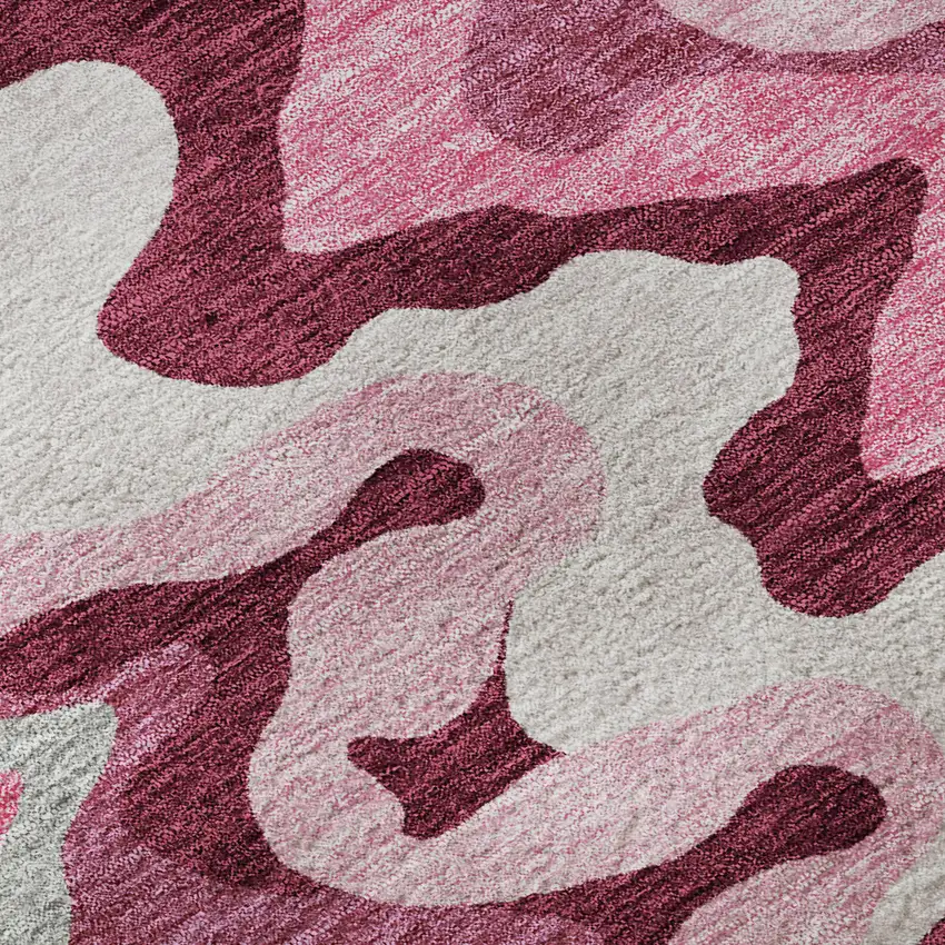 8' Blush Ivory And Gray Abstract Washable Round Rug With UV Protection Photo 9