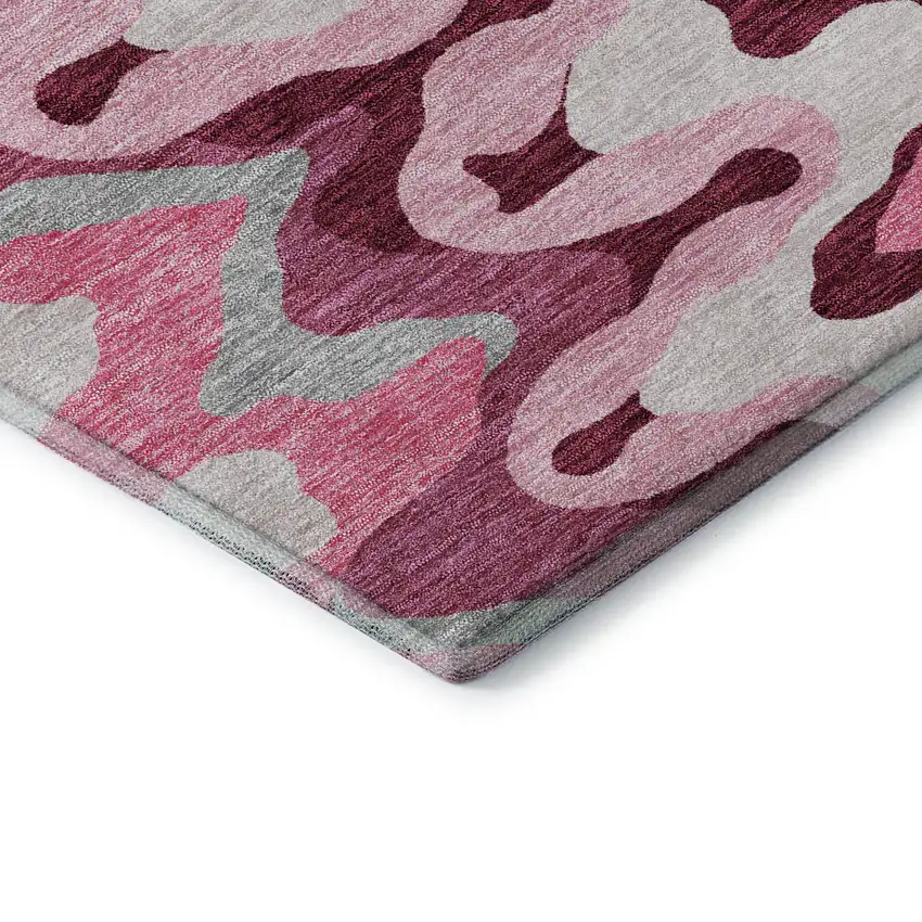 8' Blush Ivory And Gray Abstract Washable Round Rug With UV Protection Photo 7