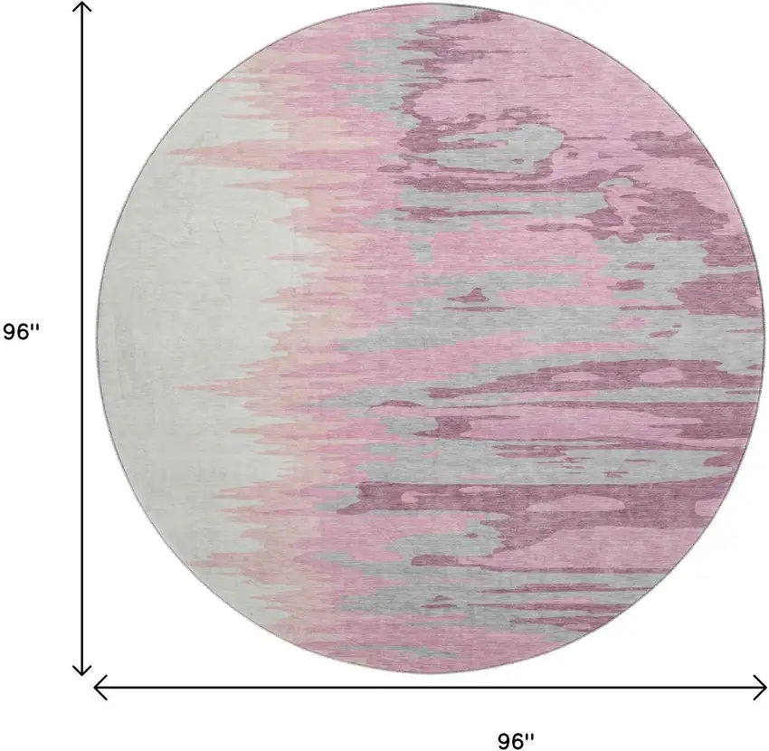 8' Blush Ivory And Gray Abstract Washable Round Rug With UV Protection Photo 9