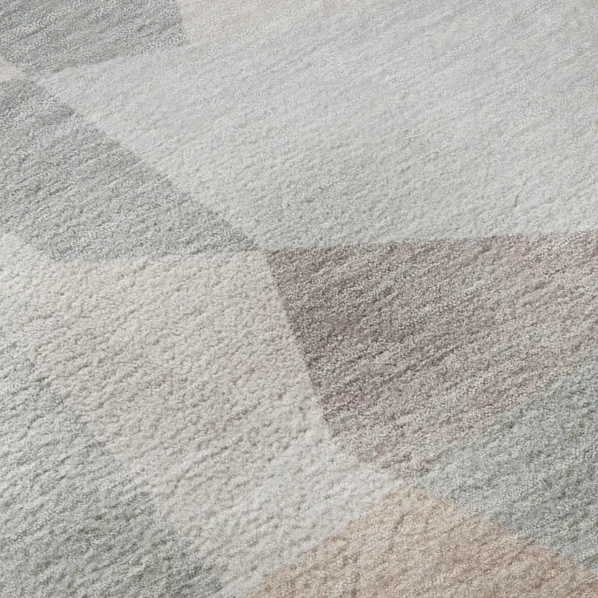 8' Blush Ivory And Gray Geometric Washable Round Rug With UV Protection Photo 8