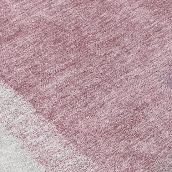 8' Blush Ivory And Gray Round Abstract Washable Indoor Outdoor Area Rug Photo 9
