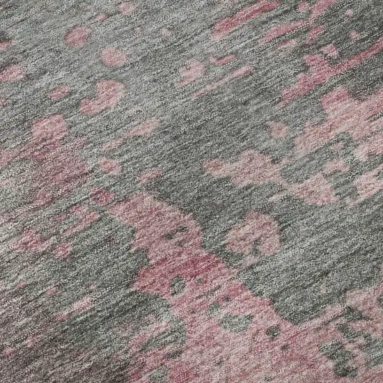 8' Blush Mauve And Gray Abstract Washable Round Rug With UV Protection Photo 8