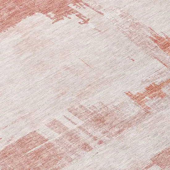 8' Blush Mauve And Ivory Round Abstract Washable Indoor Outdoor Area Rug Photo 8