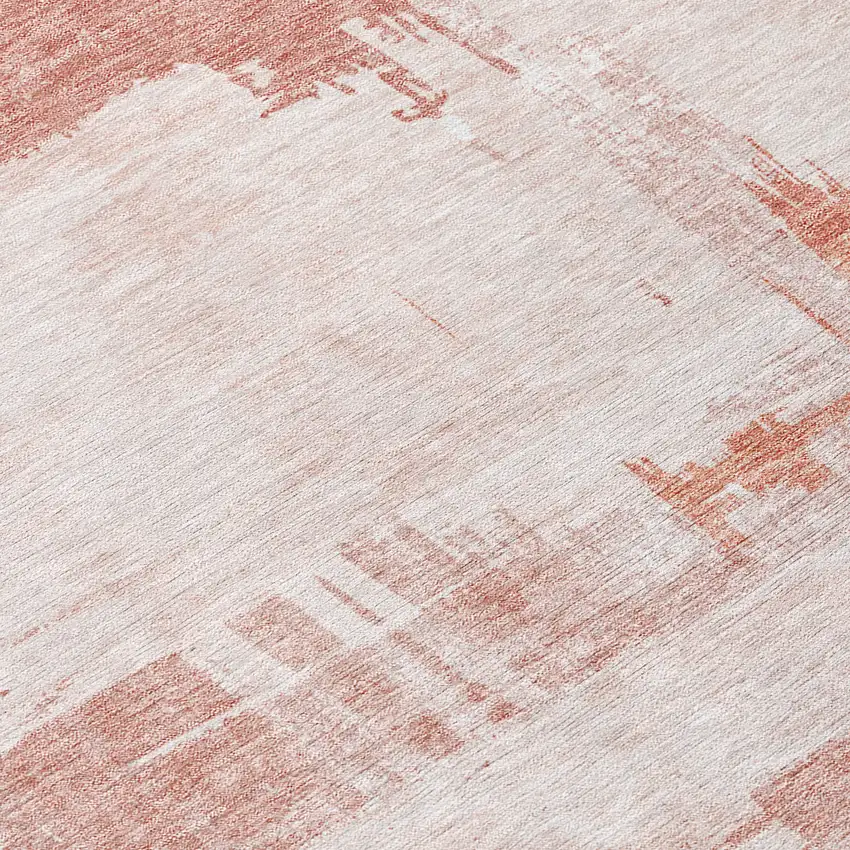 8' Blush Mauve And Ivory Round Abstract Washable Indoor Outdoor Area Rug Photo 8
