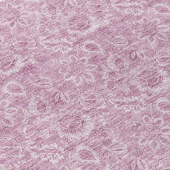 8' Blush Mauve And Pink Round Floral Washable Indoor Outdoor Area Rug Photo 8