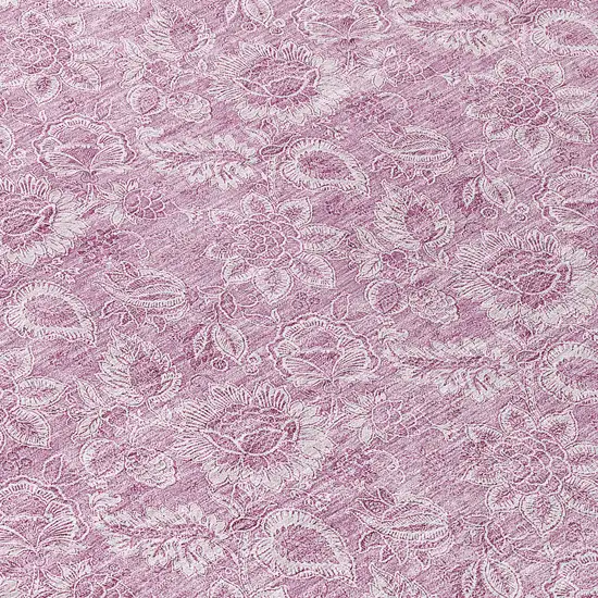 8' Blush Mauve And Pink Round Floral Washable Indoor Outdoor Area Rug Photo 8