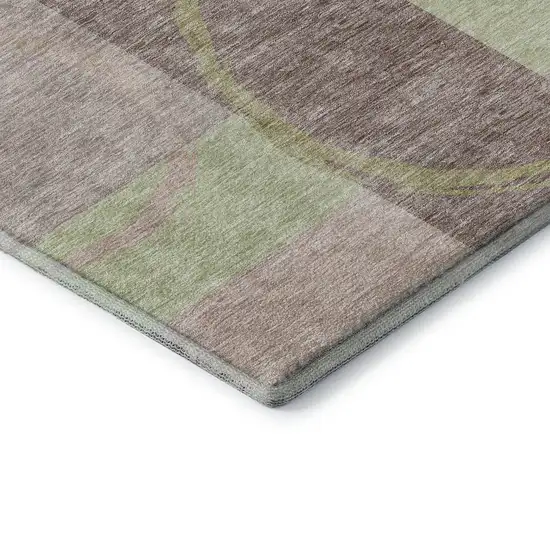 8' Blush Mint Green And Lilac Geometric Washable Round Rug With UV Protection Photo 6