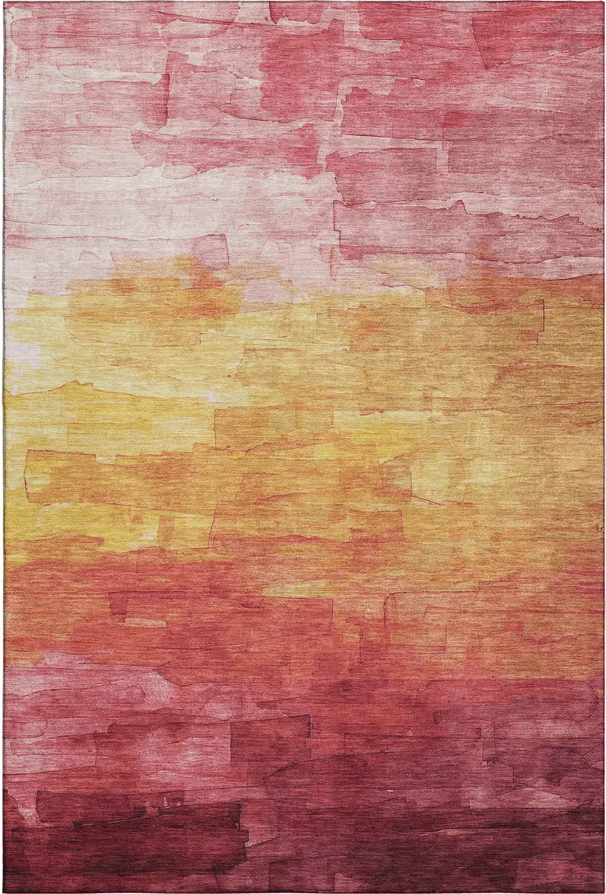 8' Blush Orange And Pink Striped Washable Area Rug With UV Protection Photo 3