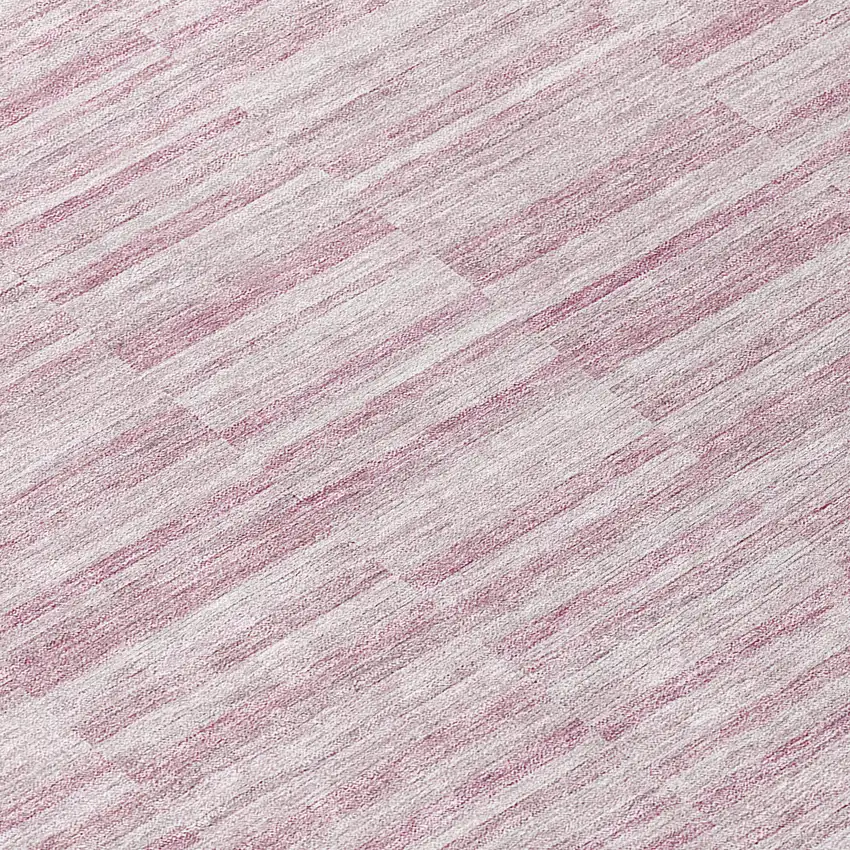 8' Blush Pink And Beige Round Striped Washable Indoor Outdoor Area Rug Photo 8