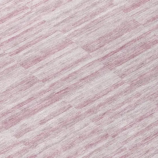 8' Blush Pink And Beige Round Striped Washable Indoor Outdoor Area Rug Photo 8