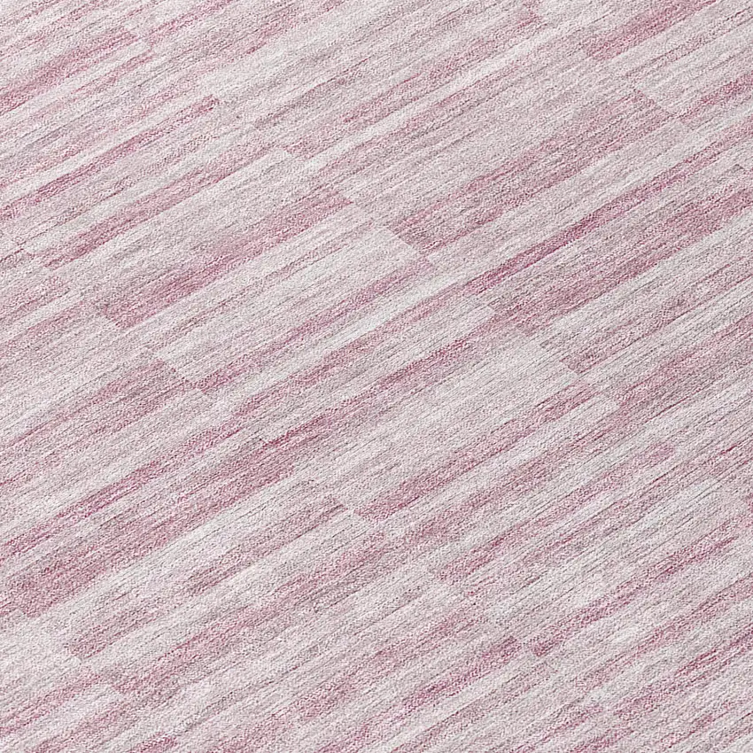 8' Blush Pink And Beige Round Striped Washable Indoor Outdoor Area Rug Photo 8