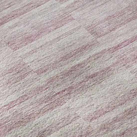 8' Blush Pink And Beige Striped Washable Round Rug With UV Protection Photo 9