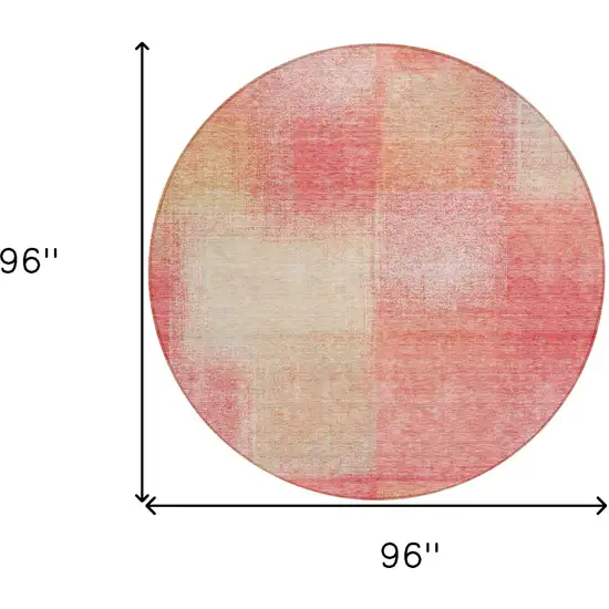 8' Blush Pink And Ivory Round Abstract Washable Indoor Outdoor Area Rug Photo 7
