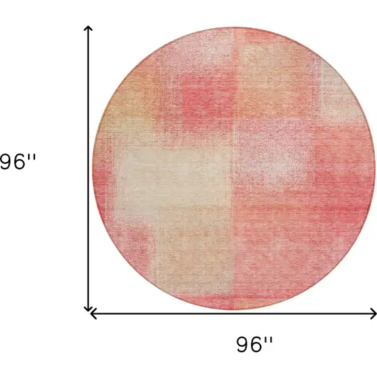 8' Blush Pink And Ivory Round Abstract Washable Indoor Outdoor Area Rug Photo 7