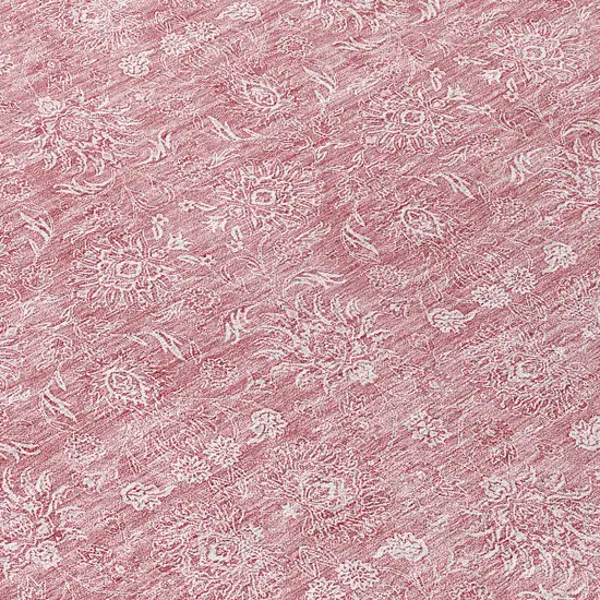 8' Blush Pink And Ivory Round Floral Washable Indoor Outdoor Area Rug Photo 8