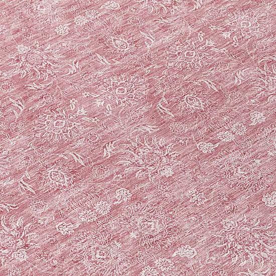 8' Blush Pink And Ivory Round Floral Washable Indoor Outdoor Area Rug Photo 8