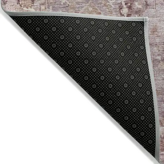 8' Blush Pink And Ivory Round Oriental Washable Indoor Outdoor Area Rug Photo 9