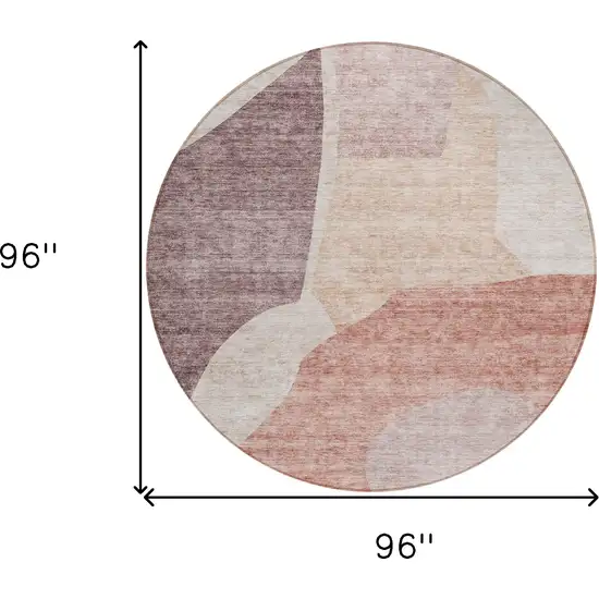 8' Blush Pink And Mauve Round Abstract Washable Indoor Outdoor Area Rug Photo 8