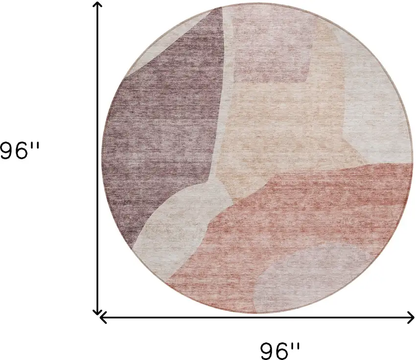 8' Blush Pink And Mauve Round Abstract Washable Indoor Outdoor Area Rug Photo 8