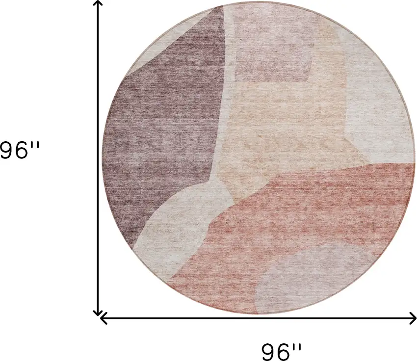 8' Blush Pink And Mauve Round Abstract Washable Indoor Outdoor Area Rug Photo 8