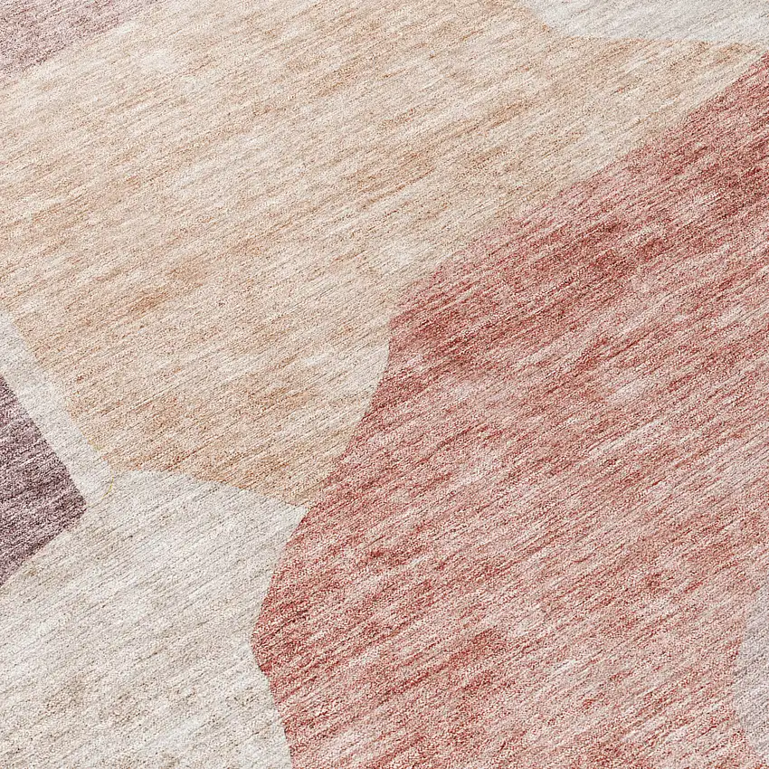 8' Blush Pink And Mauve Round Abstract Washable Indoor Outdoor Area Rug Photo 9