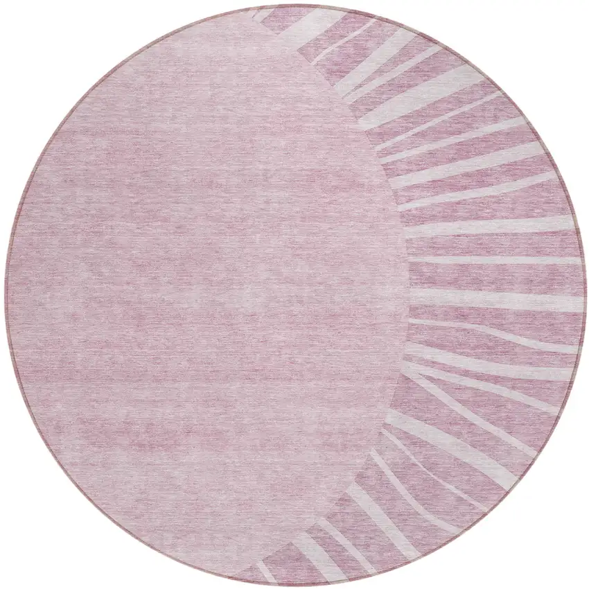 8' Blush Pink And Mauve Round Abstract Washable Indoor Outdoor Area Rug Photo 3
