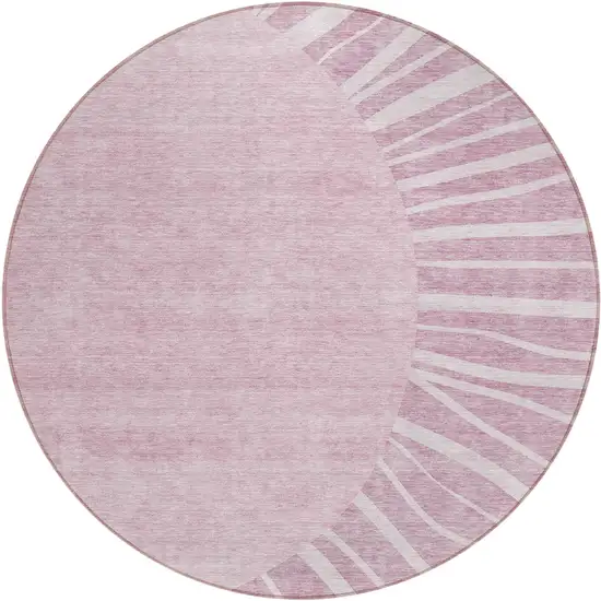8' Blush Pink And Mauve Round Abstract Washable Indoor Outdoor Area Rug Photo 3