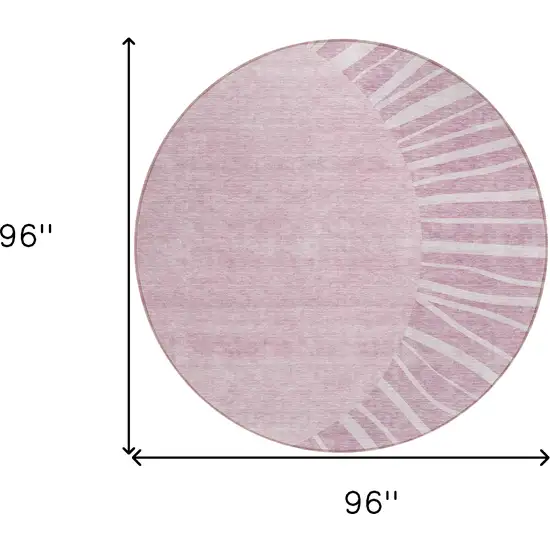 8' Blush Pink And Mauve Round Abstract Washable Indoor Outdoor Area Rug Photo 2