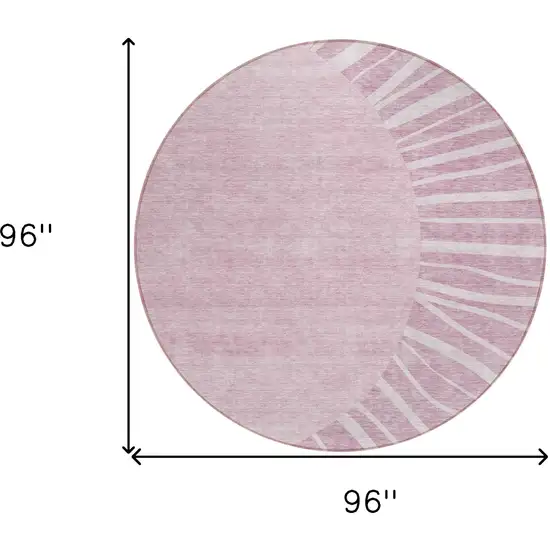 8' Blush Pink And Mauve Round Abstract Washable Indoor Outdoor Area Rug Photo 2