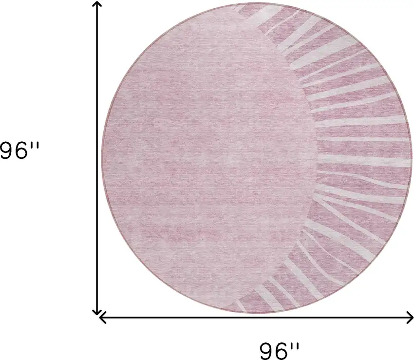 8' Blush Pink And Mauve Round Abstract Washable Indoor Outdoor Area Rug Photo 2